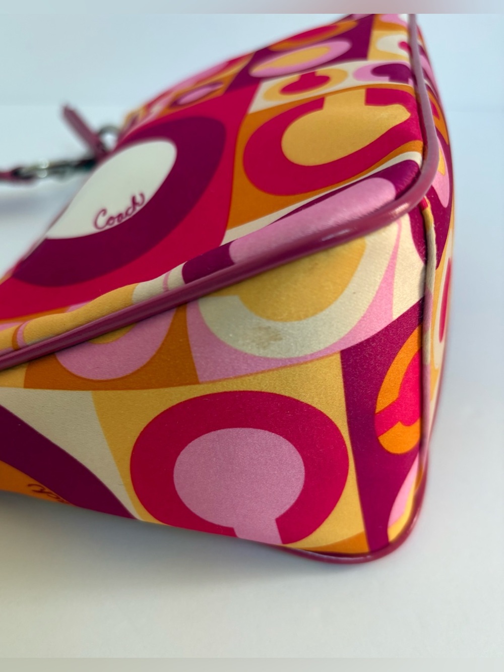 Vintage Coach Valentine Scarf Print Demi Bag (Style K0893-42349) Pink
